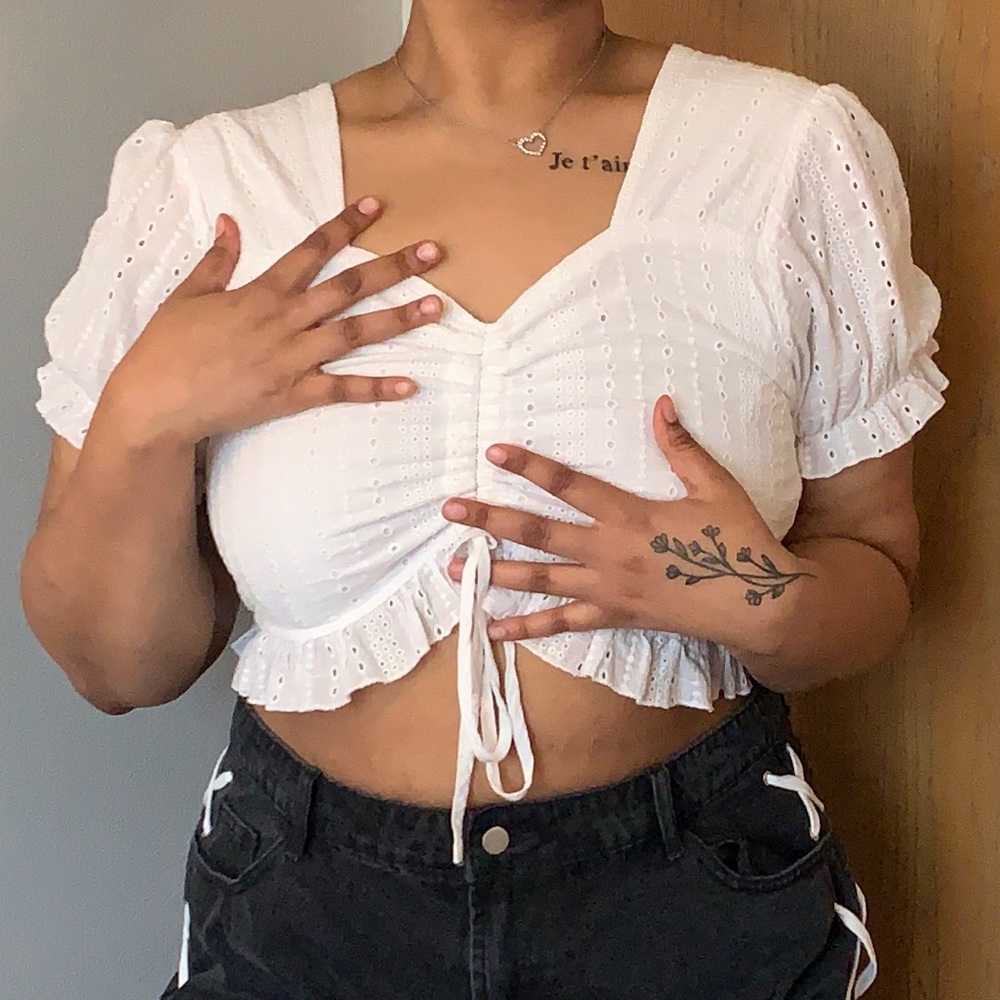 White crop blouse